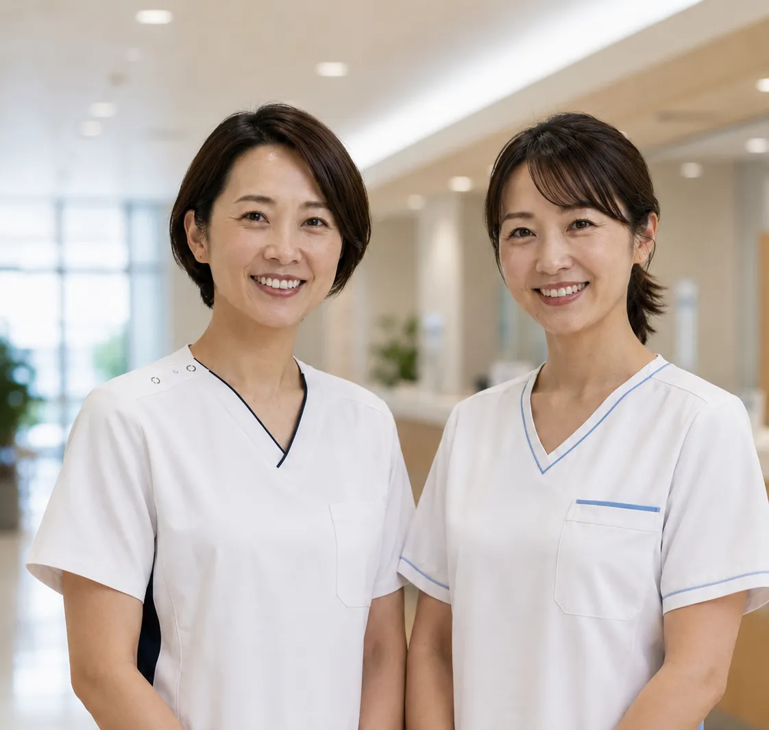 笑顔の看護師2名
